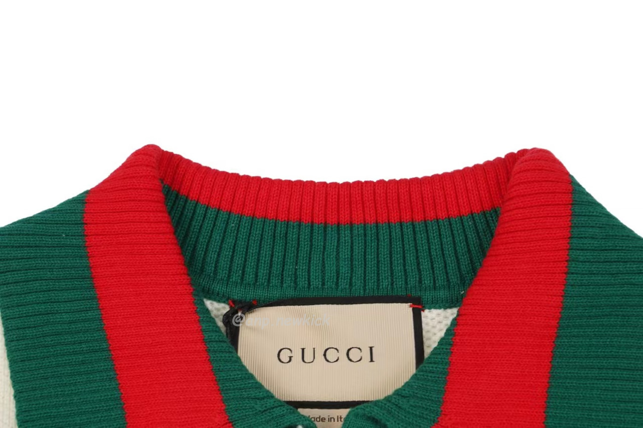 Gucci Logo Appliqued Striped Cotton Polo Shirt (7) - newkick.app